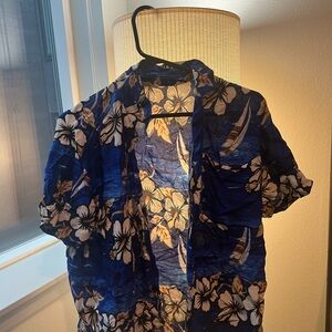 Blue Floral Hawaiian Shirt